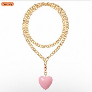 Roxanne Assoulin Large Puffy Heart Necklace in Pink